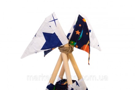 
Детская игровая палатка с матрасом бомбон и двумя подушками. Расцветка "Космос". . фото 3