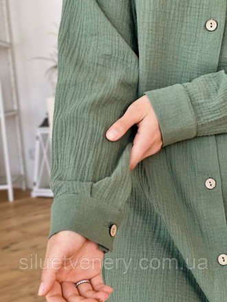 Повітряна, легка жіночна сорочка з натуральної тканини муслін. Сорочка на гудзик. . фото 7