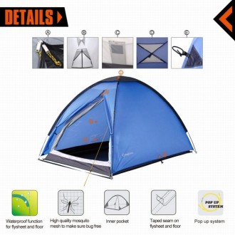 Палатка KingCamp Backpacker отлично подойдет для путешествий и кемпинга. Палатка. . фото 3