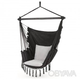 Бразильское кресло - гамак Outtec Boho XXL черный Подвесное бразильское кресло о. . фото 1