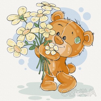 Картина для рисования по номерам Медвежонок с цветами от производителя Art Craft. . фото 1