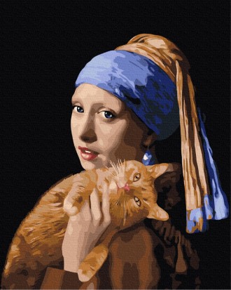Картина за номерами Дівчина з рудим котиком від виробника Brushme Картини за ном. . фото 2