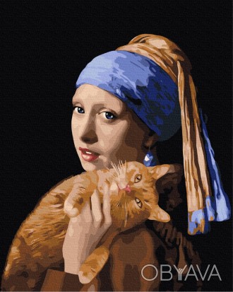 Картина по номерам Девушка с рыжим котиком от производителя Brushme Картины по н. . фото 1