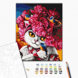 Картина по номерам Цветущая кошка от производителя Brushme Картины по номерам ст. . фото 3
