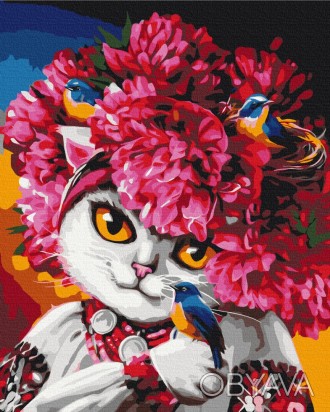 Картина по номерам Цветущая кошка от производителя Brushme Картины по номерам ст. . фото 1