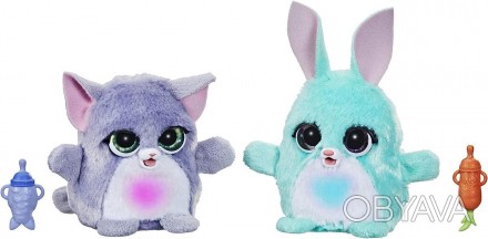 FURREAL FUZZALOTS KITTY AND BUNNY COLOR CHANGE INTERACTIVE FEDING TOYS – це дома. . фото 1