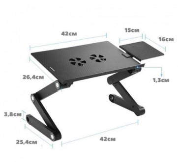 Столик трансформер для ноутбука Laptop Table T8 подставка портативная с вентилят. . фото 5
