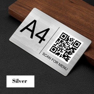 Самоклейні таблички з металу з QR-кодом на столик із номером стола для ресторані. . фото 2