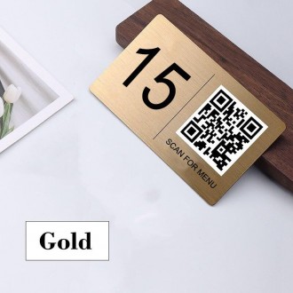 Самоклейні таблички з металу з QR-кодом на столик із номером стола для ресторані. . фото 3