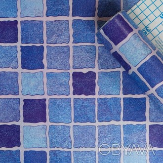 Самоклеюча плівка синя мозаїка 0,45х10м 
Плівка на самоклейці ідеально підходить. . фото 1