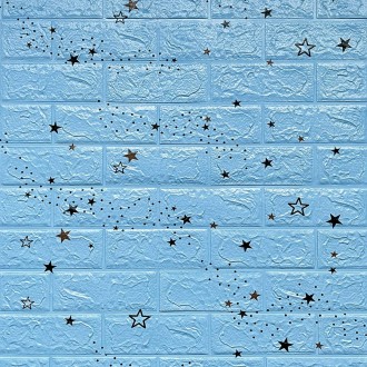 Самоклеюча 3D панель блакитні зірки 700х770х3мм (321). . фото 2