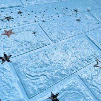 Самоклеюча 3D панель блакитні зірки 700х770х3мм (321). . фото 3