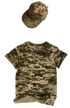 Дитячий камуфляж комплект штани футболка, кепка ARMY KIDS Скаут Піксель Код : 18. . фото 2