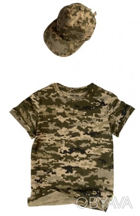 Дитячий камуфляж комплект штани футболка, кепка ARMY KIDS Скаут Піксель Код : 18. . фото 1
