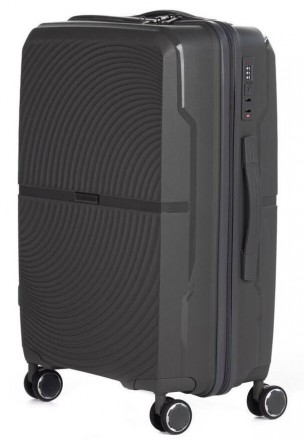 
Средний ударопрочный пластиковый чемодан из поликарбоната 65L Horoso серый Отли. . фото 3