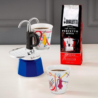 Гейзерная кофеварка Bialetti Mini Express Magritte на 2 чашки (100 мл), синяя
В . . фото 3