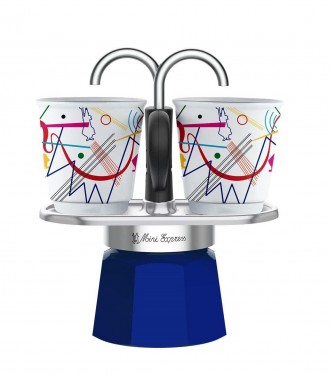 Гейзерная кофеварка Bialetti Mini Express Magritte на 2 чашки (100 мл), синяя. Тернополь. фото 1 Гейзерная кофеварка Bialetti Mini Express Magritte на 2 чашки (100 мл), синяя. Тернополь. фото 1