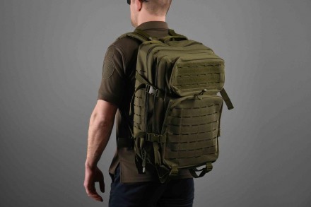 Тактический рюкзак 2E объемом 45 литров оснащен креплениями Laser Cut для фиксац. . фото 3