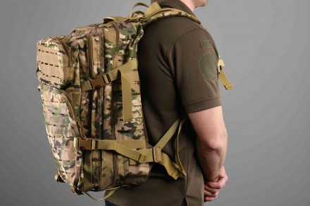 Тактический рюкзак 2E объемом 45 литров оснащен креплениями Laser Cut для фиксац. . фото 4