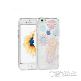 Чехол накладка Remax Flowers iPhone 6 Plus - прозрачный и стильный силиконовый ч. . фото 1