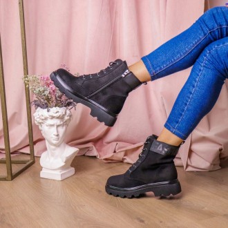 Женские ботинки черные Kaitlin 2276 Ботиночки женские выполнены из искусственной. . фото 6