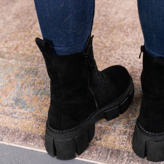Женские зимние ботинки черные Bronco 3370 Ботинки женские выполнены из исскусств. . фото 8