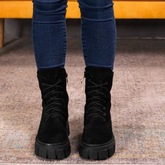 Женские зимние ботинки черные Bronco 3370 Ботинки женские выполнены из исскусств. . фото 9