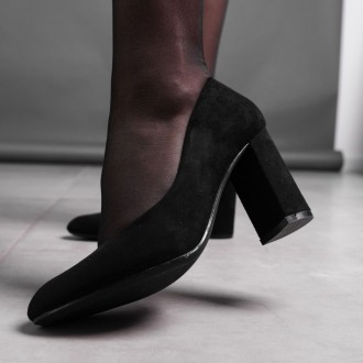 Женские туфли черные Biden 3588 Туфли женские выполнены из искусственной замши. . . фото 4