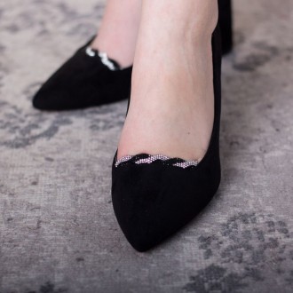 Женские туфли черные Daggi 2657 Туфли женские выполнены из искусственной замши. . . фото 3
