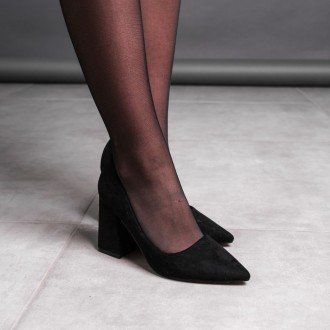 Женские туфли черные Elon 3591 Туфли женские выполнены из искусственной замши. М. . фото 4
