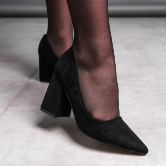 Женские туфли черные Elon 3591 Туфли женские выполнены из искусственной замши. М. . фото 7