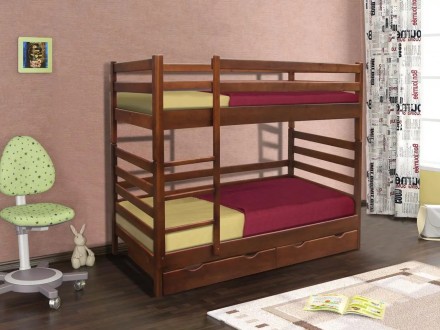Кровать Засоня 90 х 200 см с 2-мя ящиками (орех темный) Двухъярусная кровать для. . фото 2
