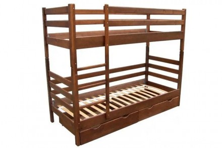 Кровать Засоня 90 х 200 см с 2-мя ящиками (орех темный) Двухъярусная кровать для. . фото 3