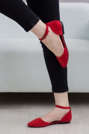 Женские туфли красные Unicat 2681 Туфли женские выполнены из искусственной замши. . фото 6