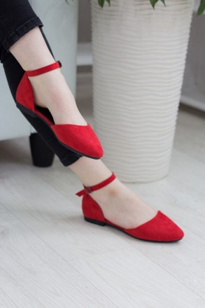 Женские туфли красные Unicat 2681 Туфли женские выполнены из искусственной замши. . фото 5