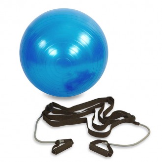 Мяч для фитнеса фитбол с эспандером и ремнем для крепления PRO-SUPRA FI-0702B-75. . фото 5