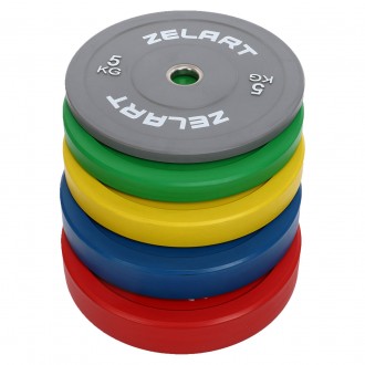 Резиновый (бамперный) диск для кроссфита 5 кг Zelart 
Тип: диск.
Материал сердце. . фото 7