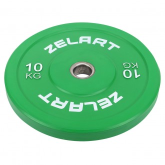 Резиновый (бамперный) диск для кроссфита 10 кг Zelart 
Материал сердцевины: стал. . фото 2