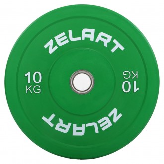 Резиновый (бамперный) диск для кроссфита 10 кг Zelart 
Материал сердцевины: стал. . фото 3