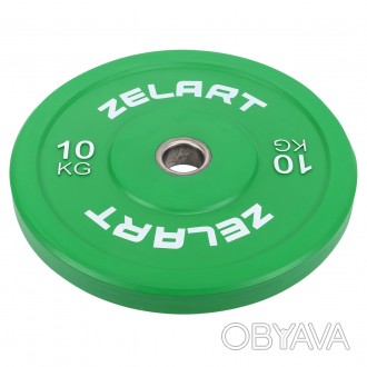 Резиновый (бамперный) диск для кроссфита 10 кг Zelart 
Материал сердцевины: стал. . фото 1