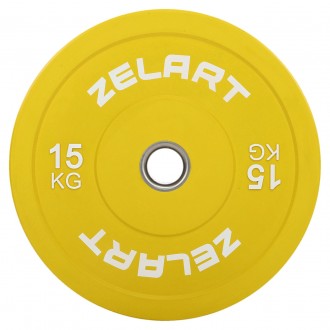 Резиновый (бамперный) диск для кроссфита 15 кг Zelart 
Материал сердцевины: стал. . фото 8
