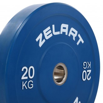 Резиновый (бамперный) диск для кроссфита 20 кг Zelart 
Материал сердцевины: стал. . фото 4