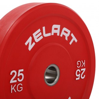 Резиновый (бамперный) диск для кроссфита 25 кг Zelart 
Материал сердцевины: стал. . фото 4