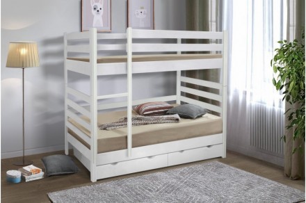 Кровать Засоня 90 х 200 см с 2-мя ящиками (белая) Двухъярусная кровать для детей. . фото 2
