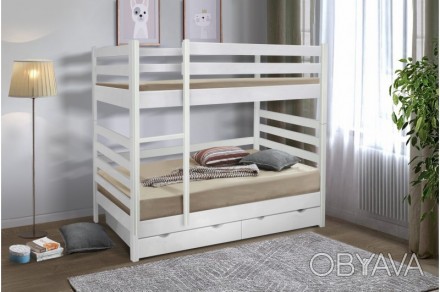 Кровать Засоня 90 х 200 см с 2-мя ящиками (белая) Двухъярусная кровать для детей. . фото 1