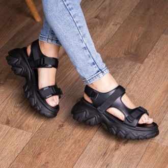 Женские сандалии черные Twister 3063 Сандалии из искусственной кожи черного цвет. . фото 7