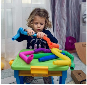 Набор из 5 игрушек для детей POP Tubes - яркие цветные трубки легко соединяются . . фото 2