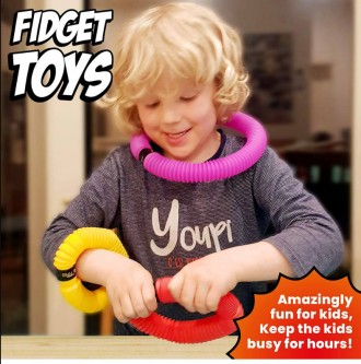 Набор из 5 игрушек для детей POP Tubes - яркие цветные трубки легко соединяются . . фото 10