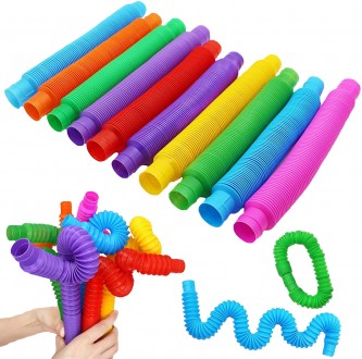 Набор из 5 игрушек для детей POP Tubes - яркие цветные трубки легко соединяются . . фото 4
