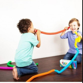 Набор из 5 игрушек для детей POP Tubes - яркие цветные трубки легко соединяются . . фото 7
